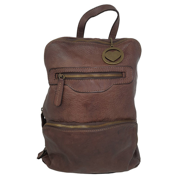Women's Vintage Style Soft Leather Shoulder Backpack - 27x33x12 Cm - K023 