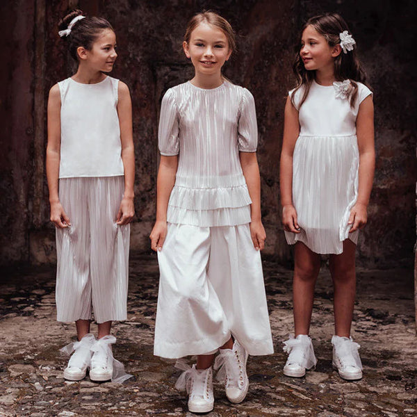 SILVER PLEATED WIDE TROUSERS