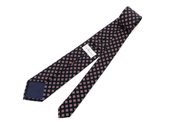 Black tie with burgundy micro pattern pure wool