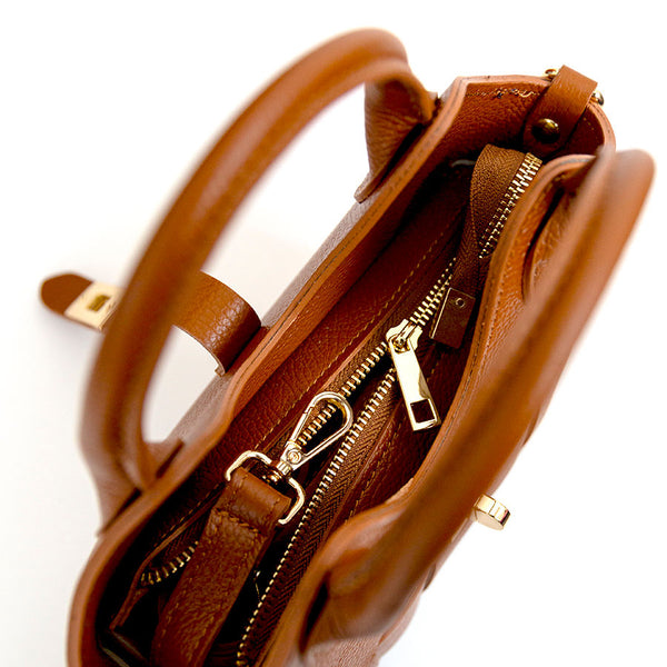 JANET - Borsa in pelle dollaro cuoio scuro