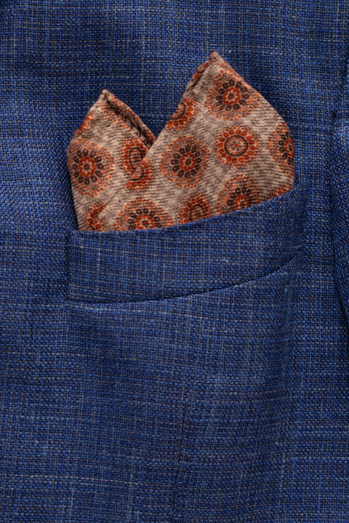 Orange patterned clutch bag in pure wool