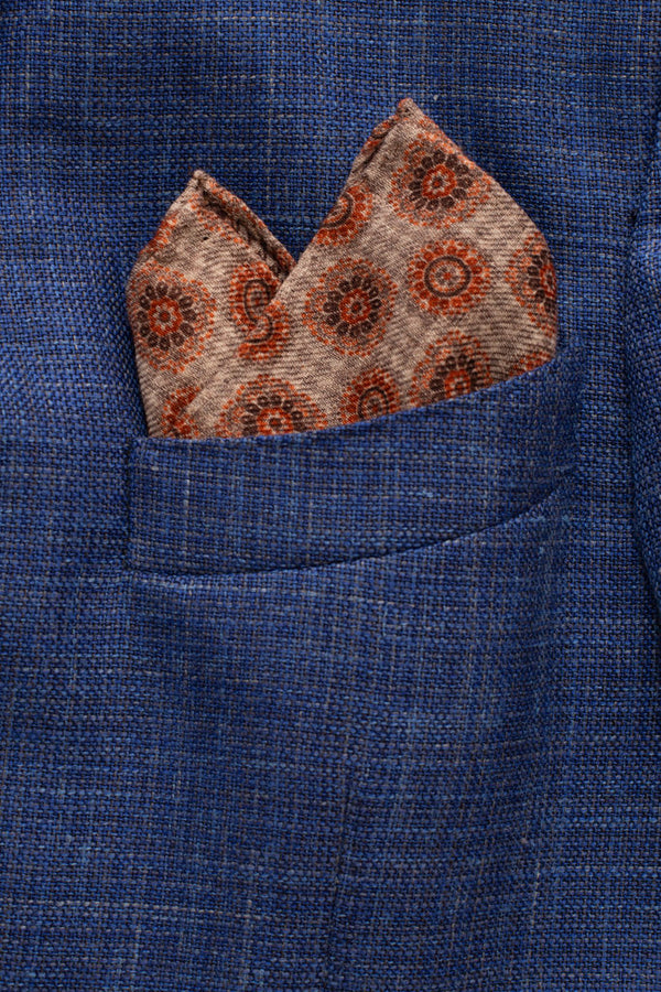 Orange patterned clutch bag in pure wool