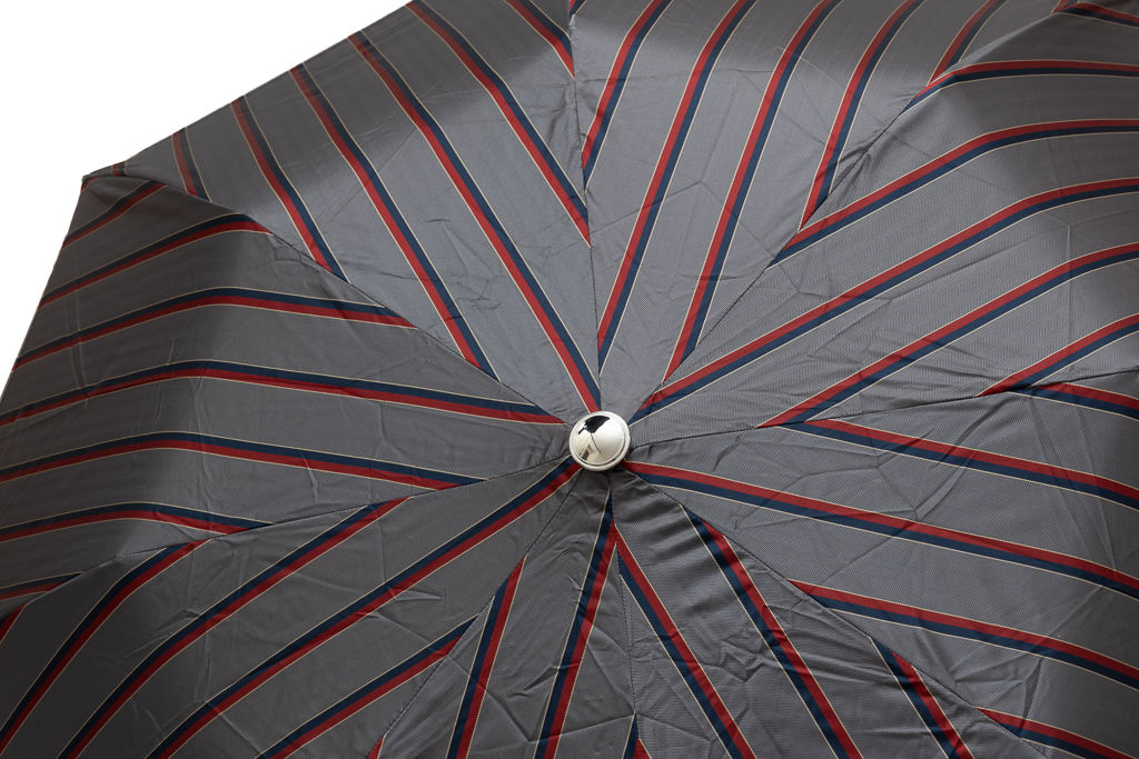 Mario Talarico grey striped folding umbrella with chestnut handle