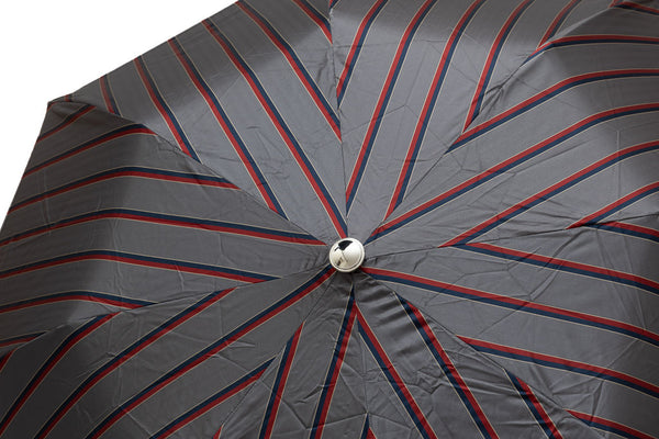 Mario Talarico grey striped folding umbrella with chestnut handle