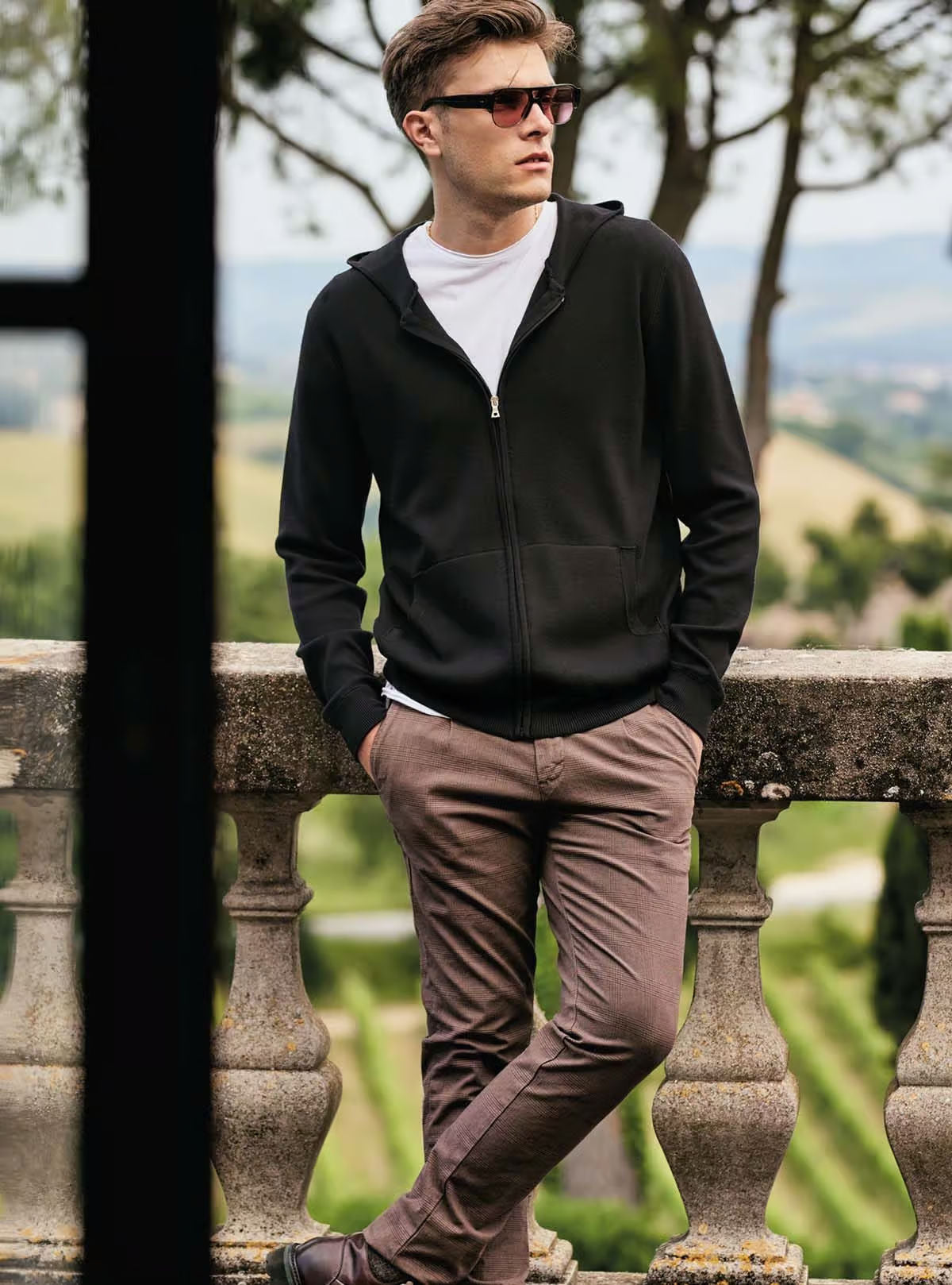 PRINCE OF WALES FABRIC TROUSERS