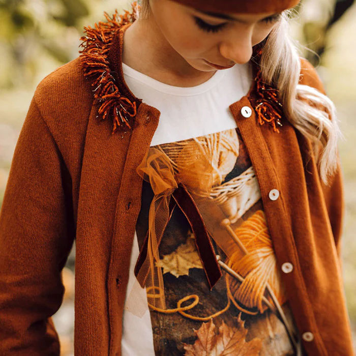 WARM COTTON CARDIGAN WITH FRINGES