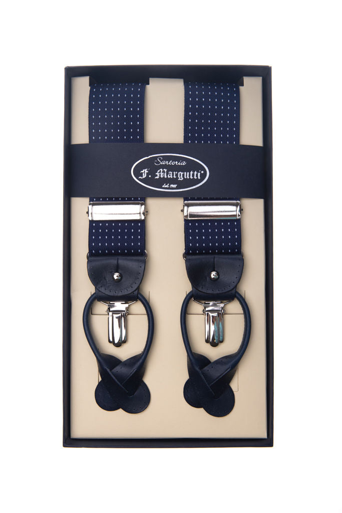 Blue micro polka dot braces