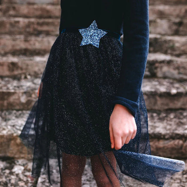 BLUE GLITTER TULLE SKIRT DRESS
