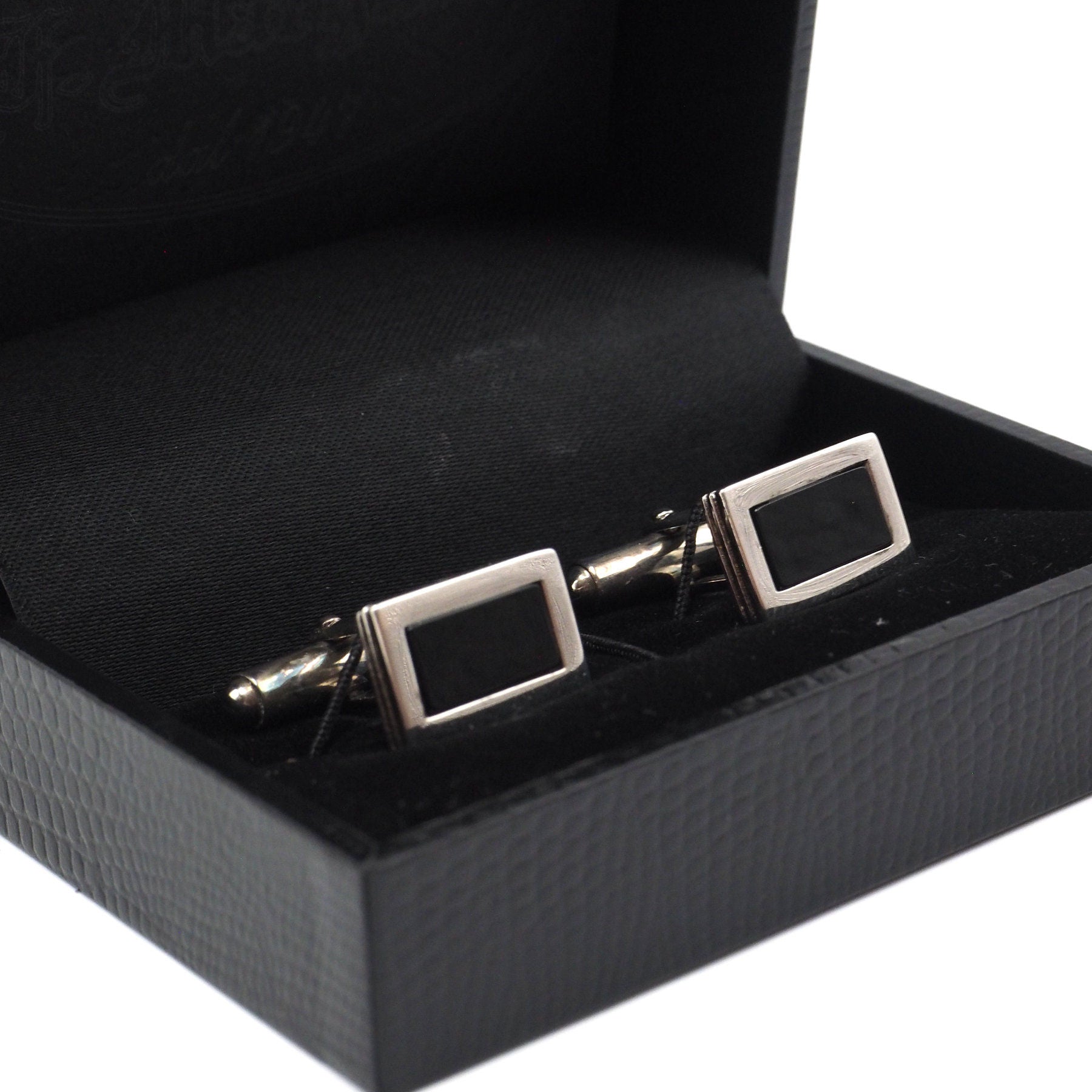 Black rectangular cufflinks