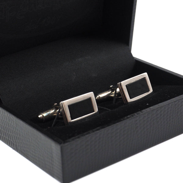 Black rectangular cufflinks