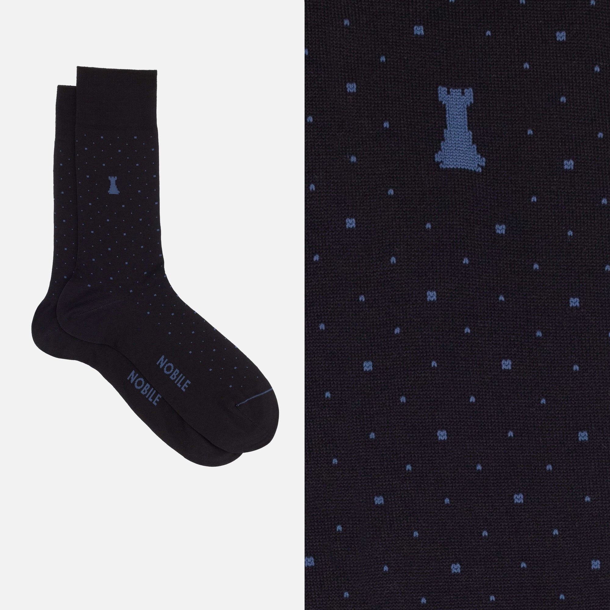 Louis XIV - Black polka dot short sock 