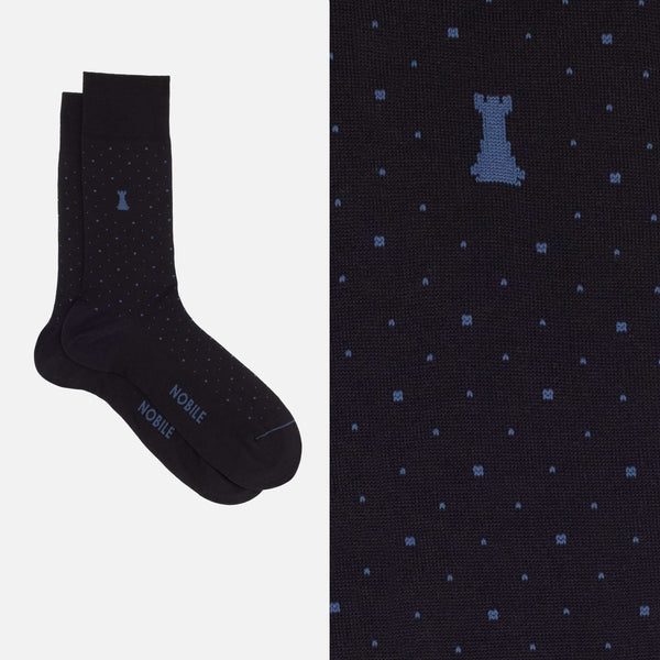 Louis XIV - Black polka dot short sock 