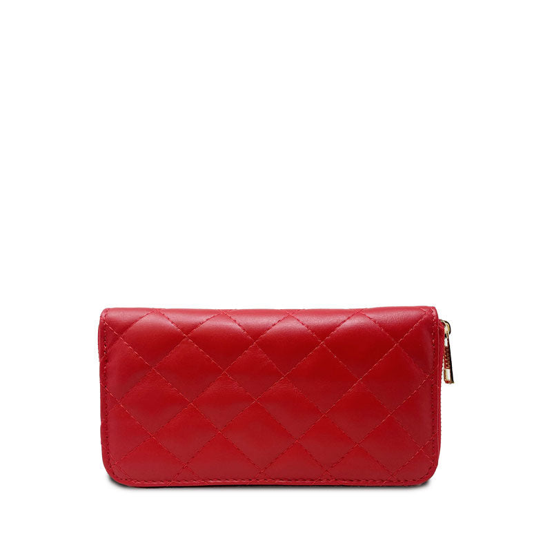 Large Quilted Leather Wallet Dollar Texture - K068 