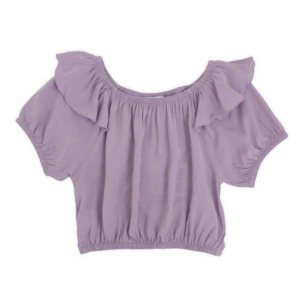 TOP IN VISCOSA ARRICCIATO CON VOLANT