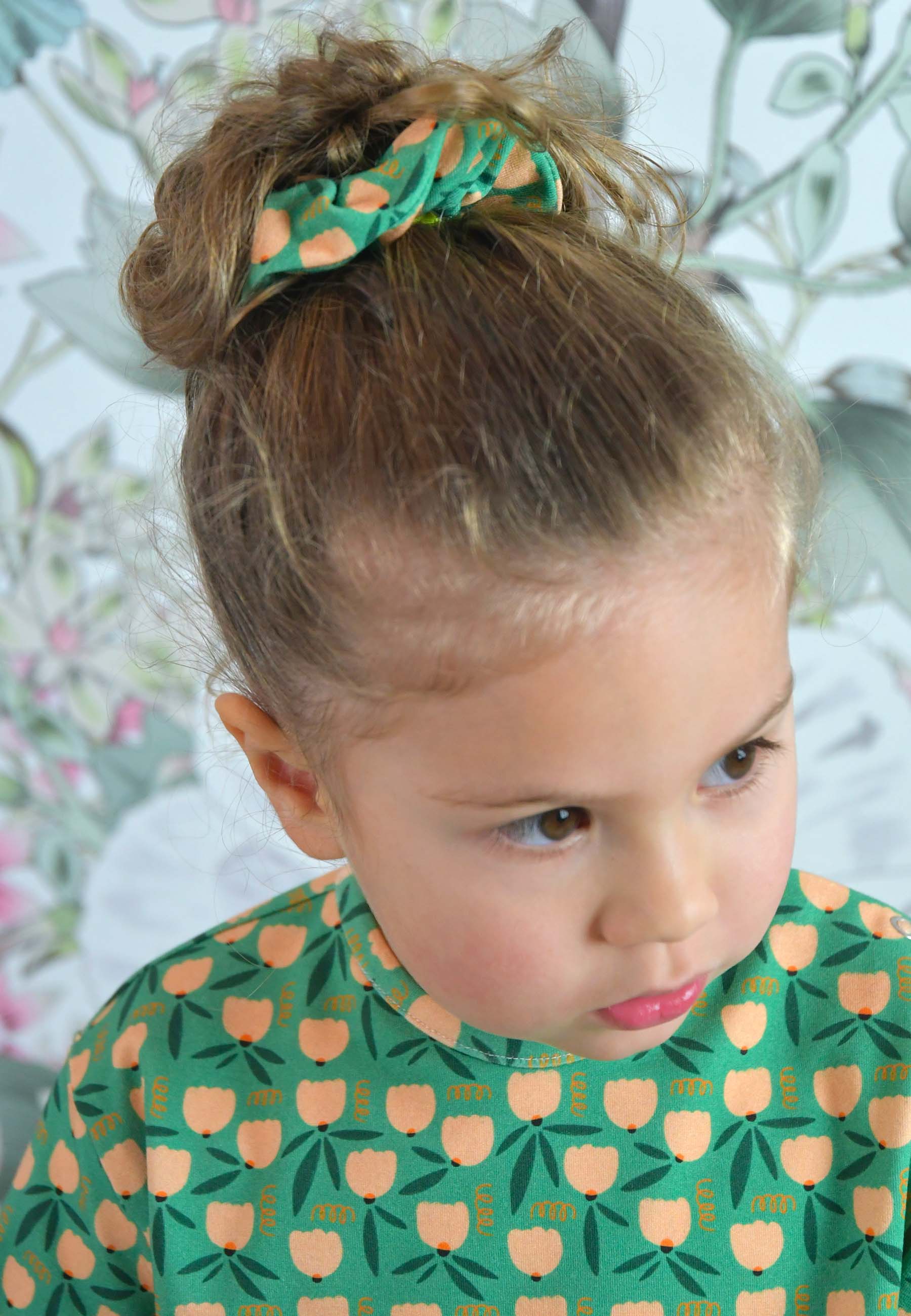 Chouchou (scrunchie) in bambù - Tulipani - Palloncino blu