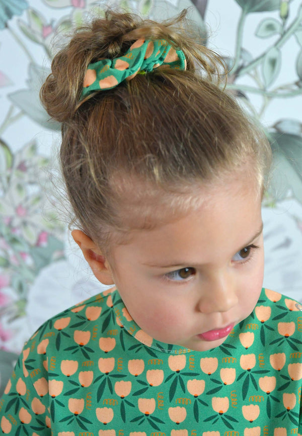 Chouchou (scrunchie) in bambù - Tulipani - Palloncino blu
