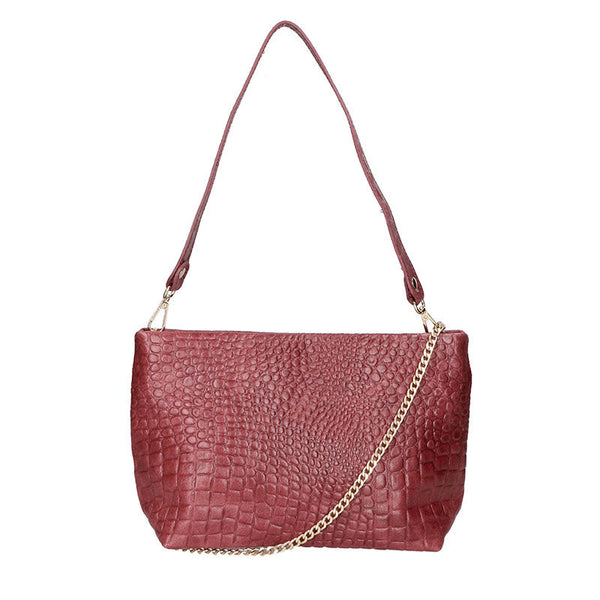 Women's Crocodile Print Leather Handbag - 6498.