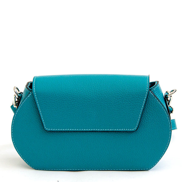 HEDY - Postman with flap in turquoise leather