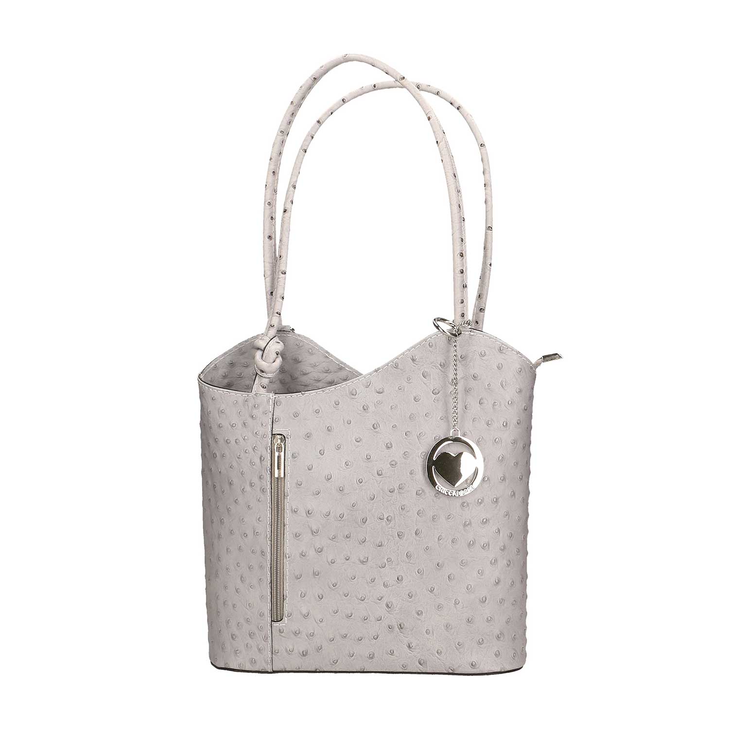 Women's Ostrich Print Leather Shoulder Bag - Cancun 3005. 