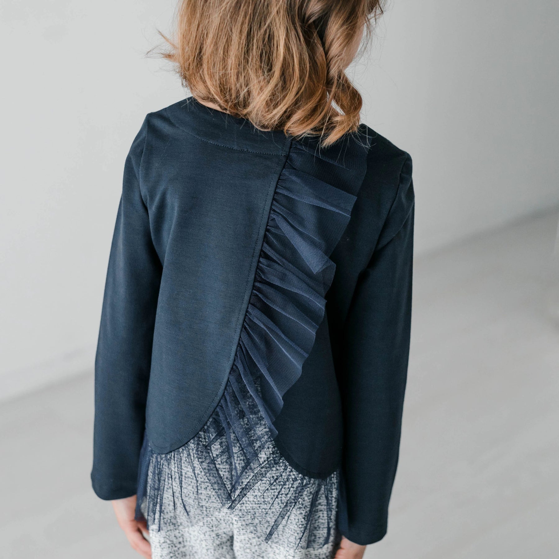 MILAN STITCH SWEATER WITH TULLE RUFFLES