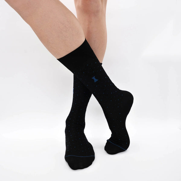 Louis XIV - Black polka dot short sock 