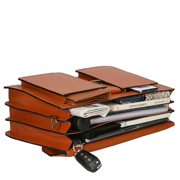 Men's Leather Briefcase Document Bag - 39x30x18 cm - 7001 