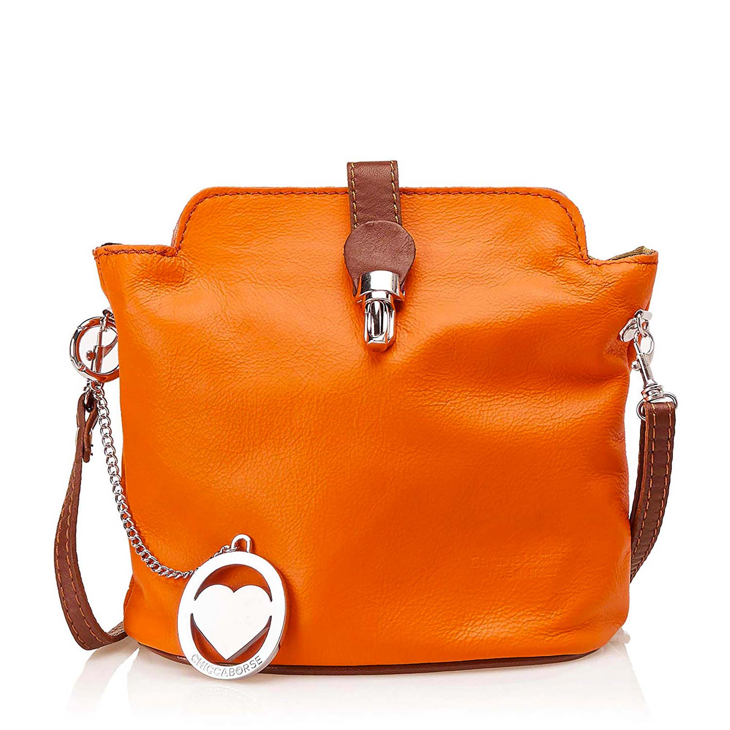Borsa a Spalla da Donna in Vera Pelle. Made in Italy. 21x20x10 Cm - 3322.