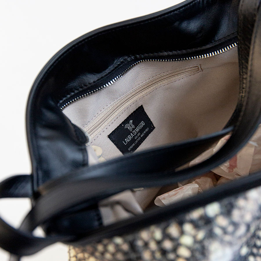 VENICE - Rock leather and fabric backpack/bag