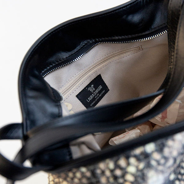VENICE - Rock leather and fabric backpack/bag