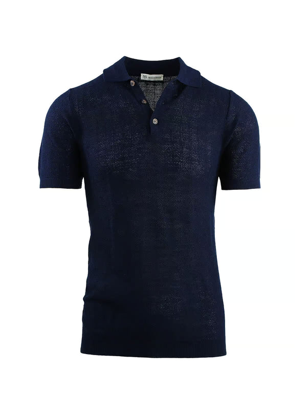 SHORT SLEEVE POLO SHIRT WITH HERRINGBONE PATTERN