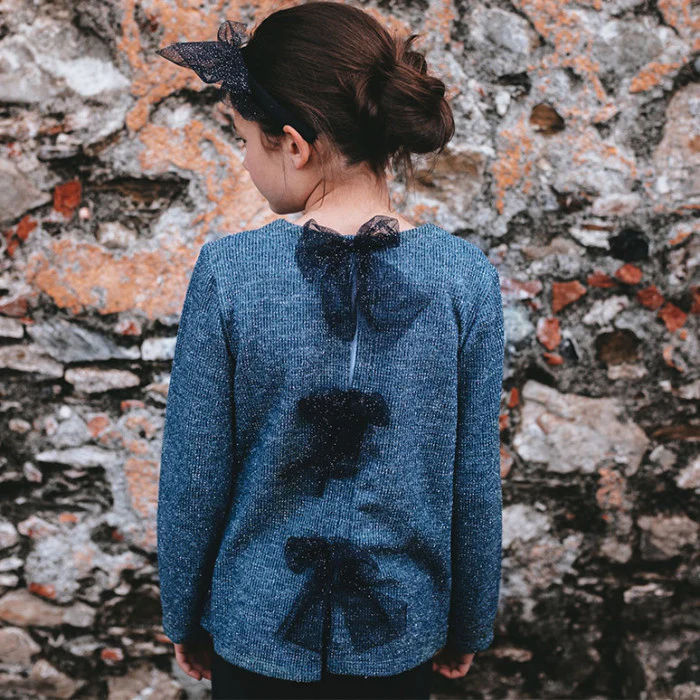 MAGLIA LUREX CON FIOCCHETTI TULLE GLITTER