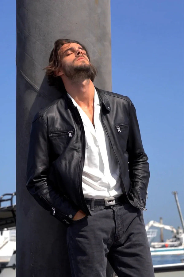 Michele Leather Jacket with Stitching