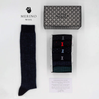 Casino Royale - Box da 6 calze lunghe in lana Merino - Fantasia mista