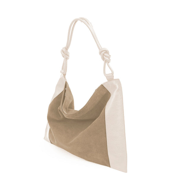 MARPHY SMALL - sacca in pelle e camoscio taupe