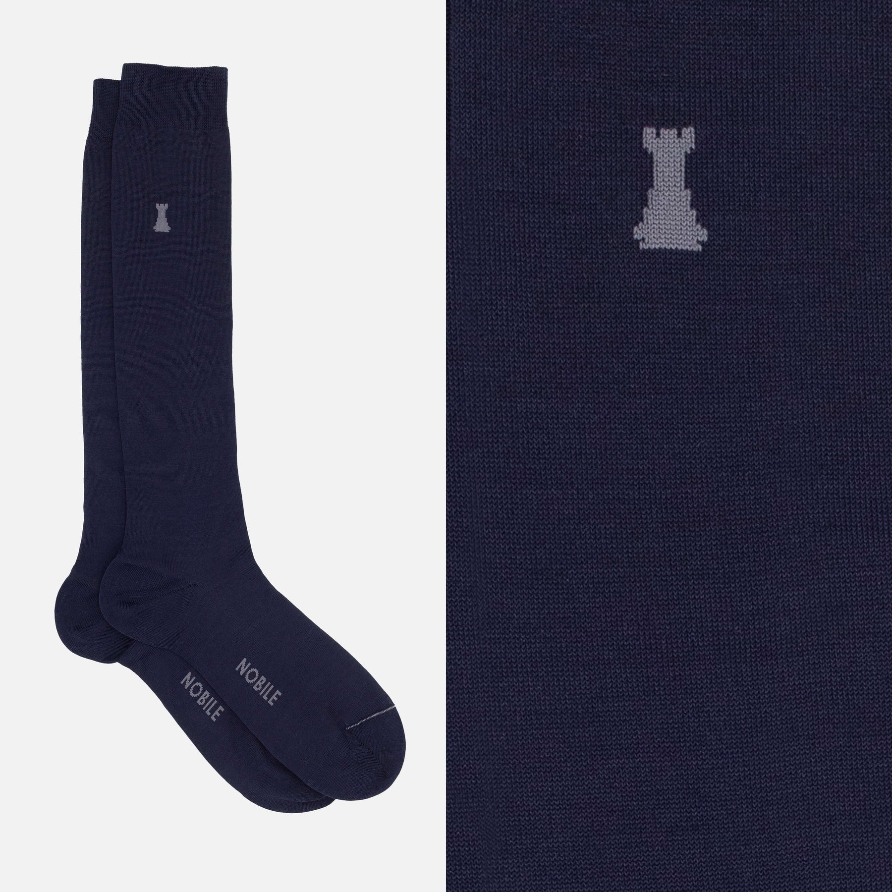 Basic Box of 6 Long Socks - 3 x Plain Black / 3 x Plain Blue