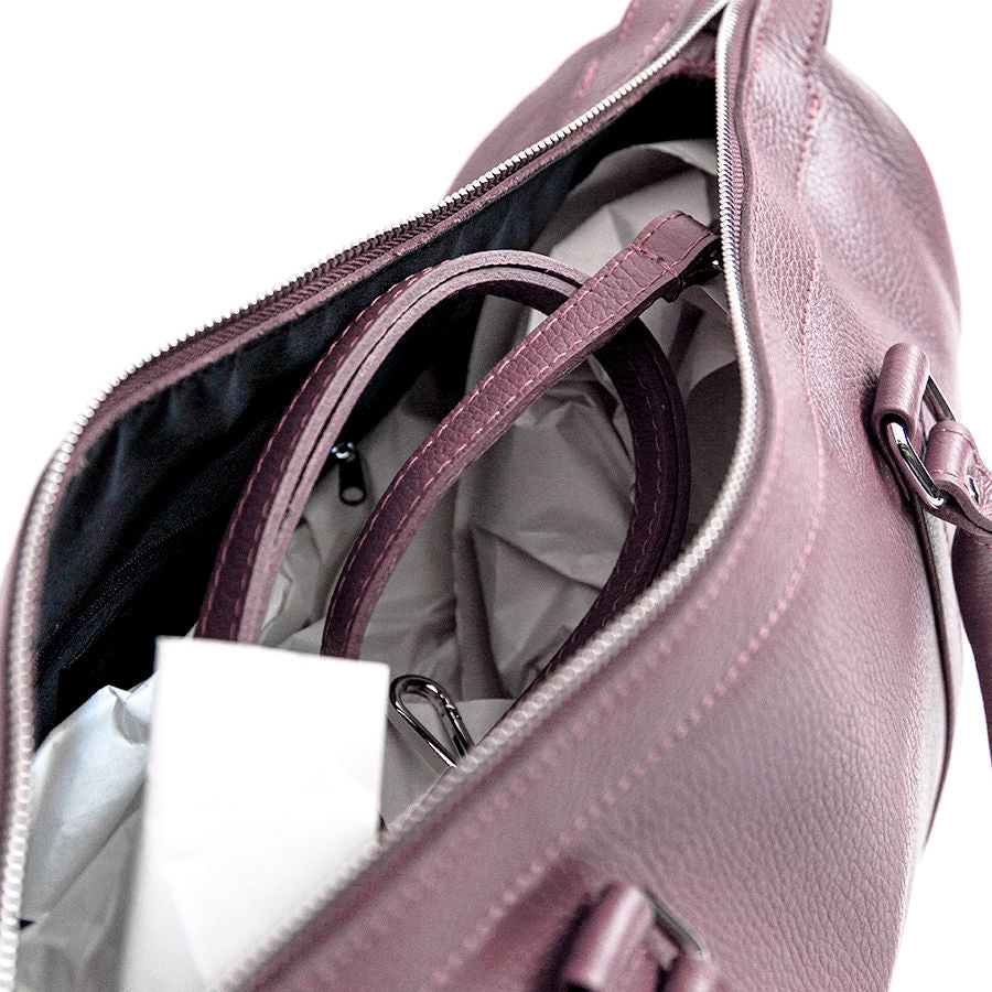 TRAVEL – Borsone in pelle rosa malva