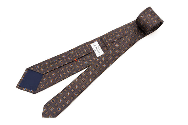 Cravatta marrone con geometria pura seta