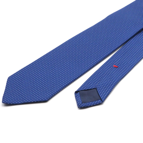 Blue tie with white micro polka dots 