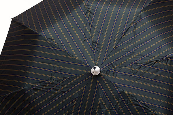 Mario Talarico folding umbrella green with stripes chestnut handle