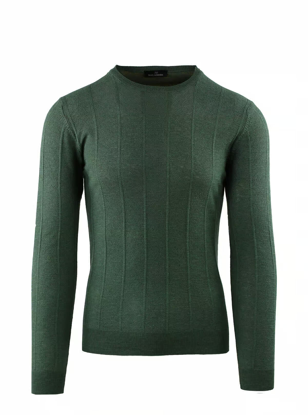 CREW NECK WITH VERTICAL RIBS AND RICE GRAIN