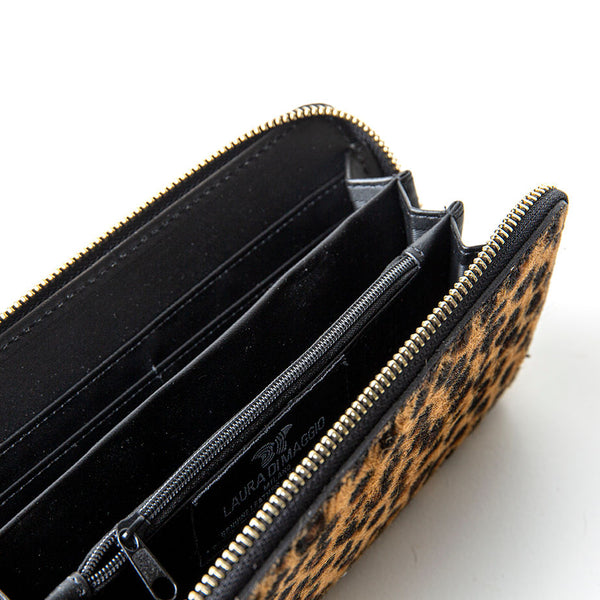 Leopard - printed pony skin wallet