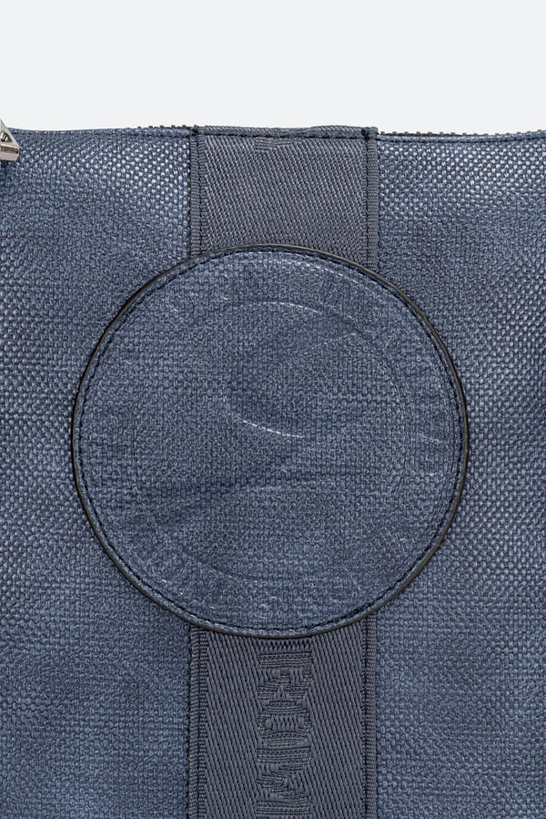Tristan Texture Shoulder Bag with Embossed Logo in Blue
