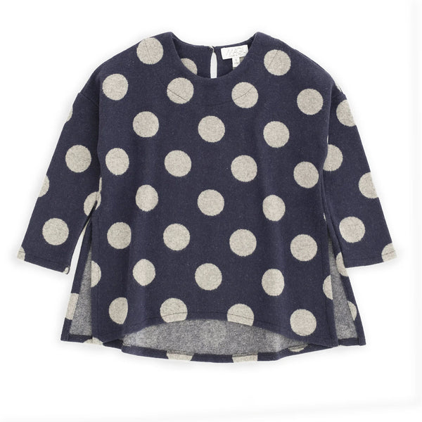 POLKA DOT PATTERN SWEATER WITH POMPOM