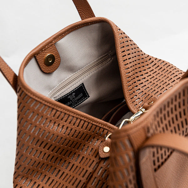 MIAMI MAXI - Borsa in pelle forata cuoio