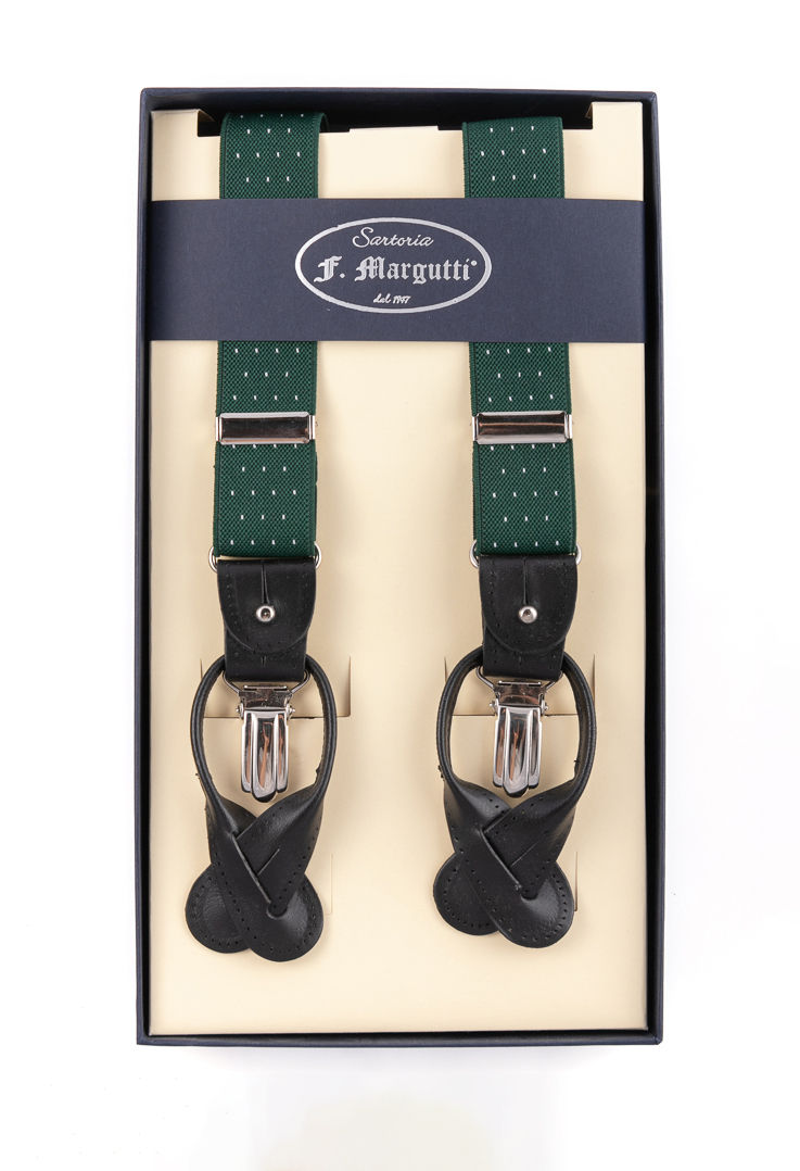 Green polka dot braces