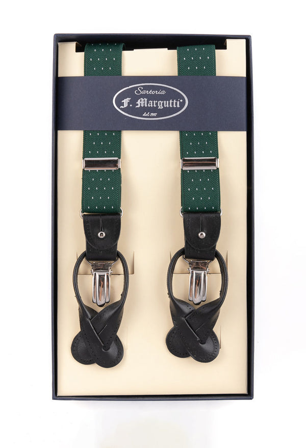 Green polka dot braces