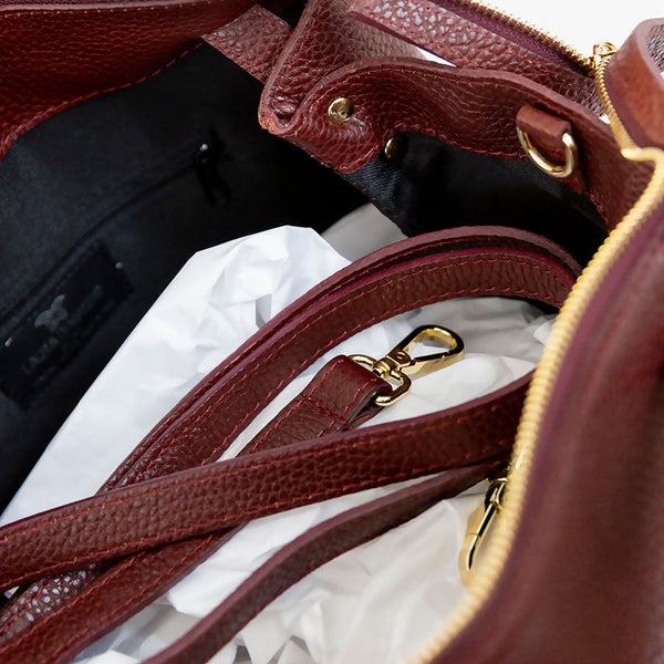 EMMA BIG - Bauletto in pelle dollaro bordeaux