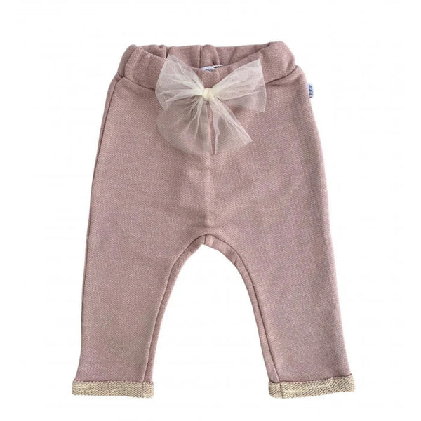 PINK SWEATPANTS WITH TULLE BOW