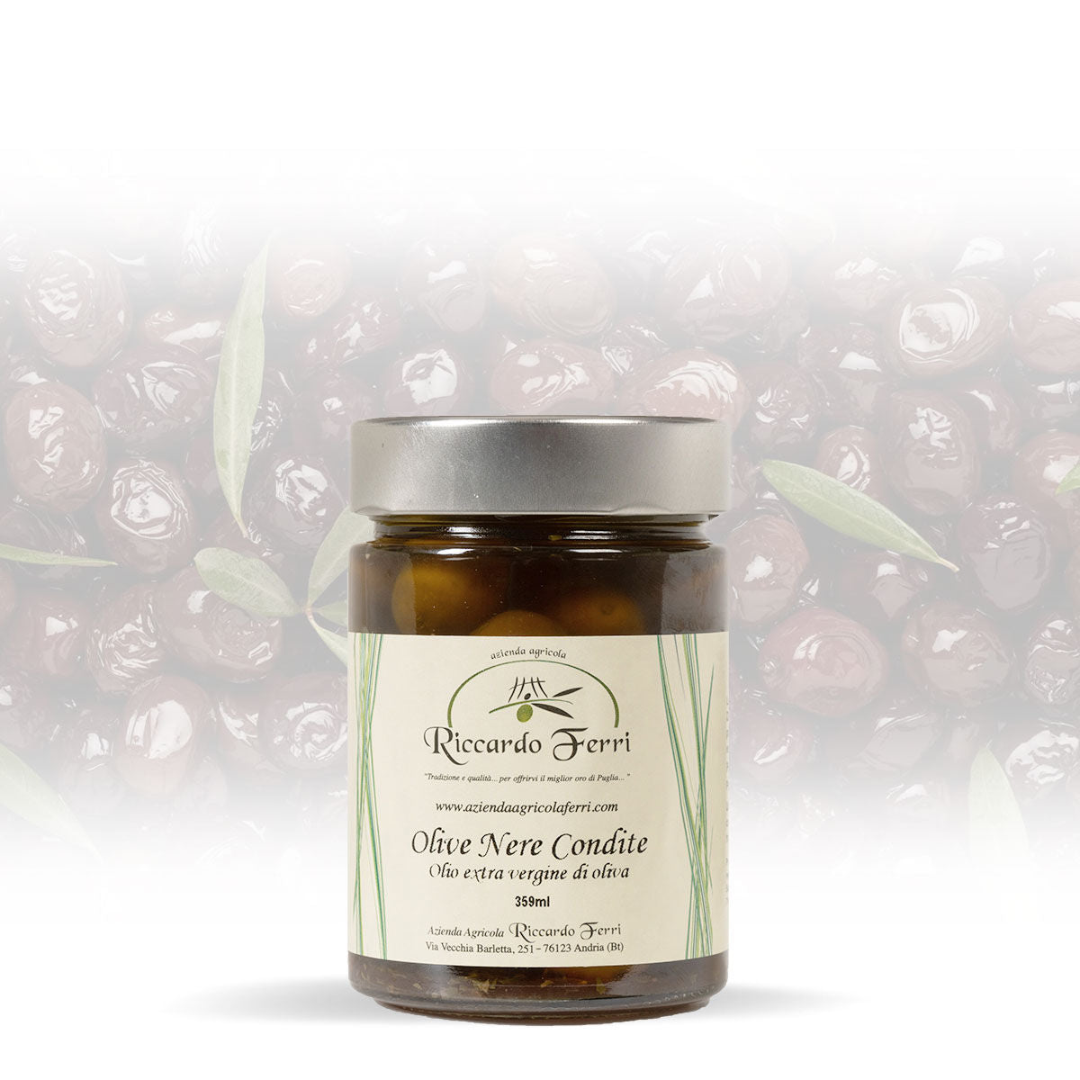 359g Seasoned Black Olives in Extra Virgin Olive Oil