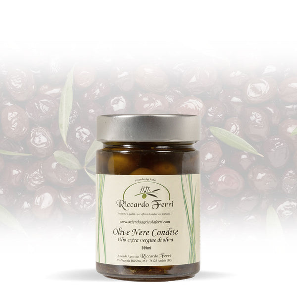 359g Seasoned Black Olives in Extra Virgin Olive Oil